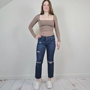 Madewell Rail Straight Distressed Jeans Dark Wash 27"